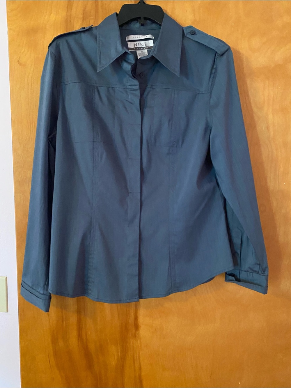 Nine West Slate Blue Button-Front Shirt